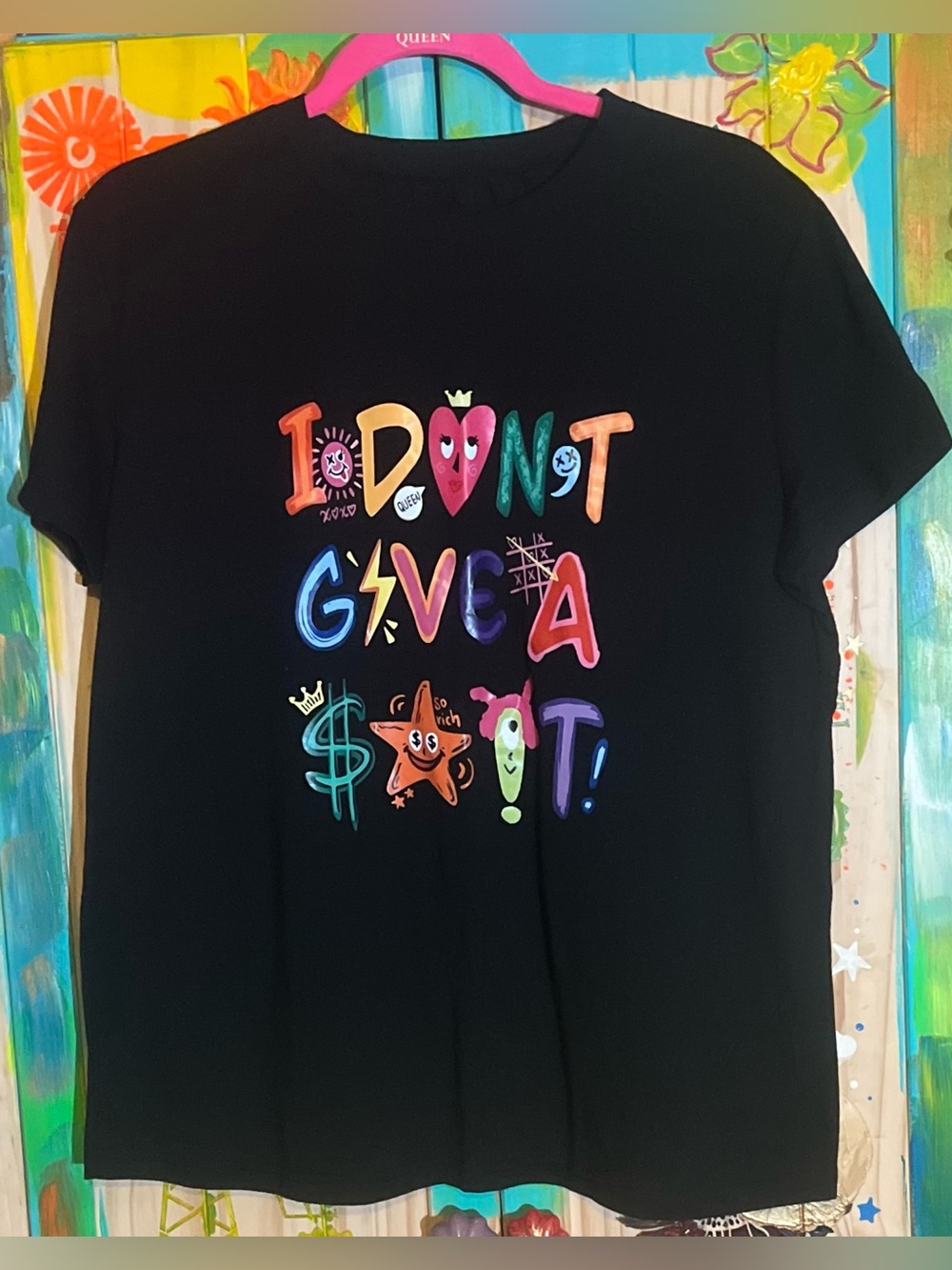 Black Graphic “I D❤️N’T G⚡️VE A $🌟!T short-Sleeve Tee